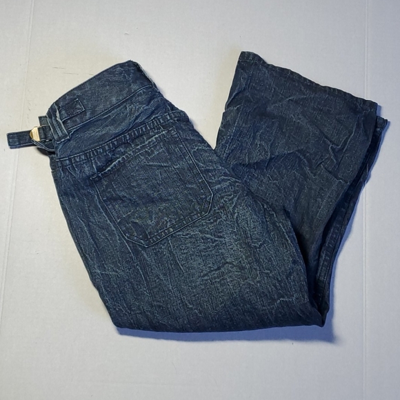 VTG Ralph Lauren stone wash denim blue jeans adjustable buckle waist flap button - Picture 7 of 12